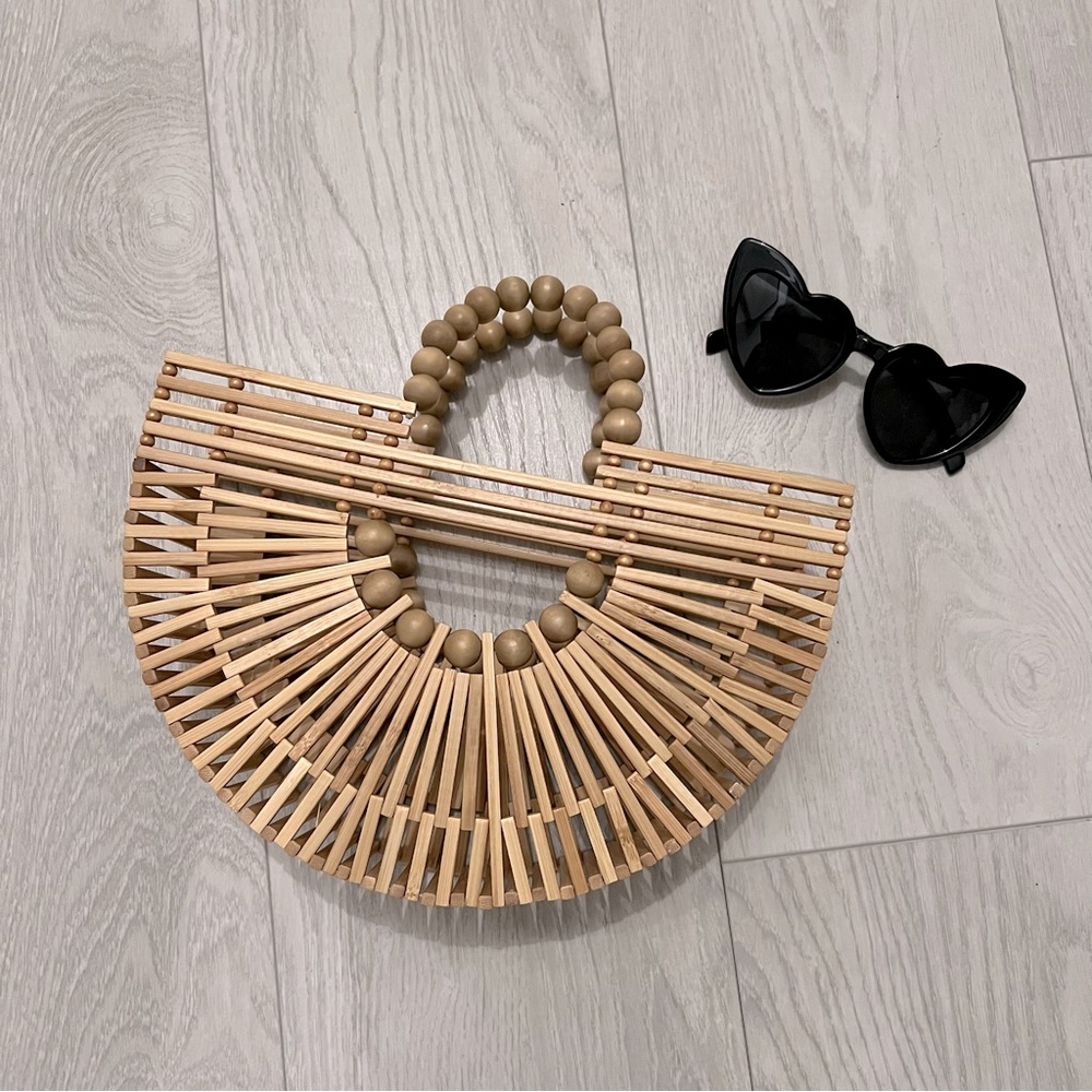 Bamboo Handbags with Wooden Beads Tote Bag